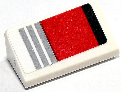 Lego Slope 30 1 x 2 x 2/3 with Black and Light Bluish Gray Lines and Red Stripe Pattern Model Left Side (Sticker) - Set 75888