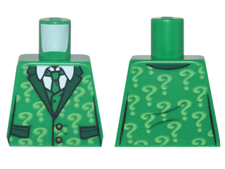 Lego Torso Suit with Pockets, Tie, Shirt and Bright Green Question Marks Pattern / Green