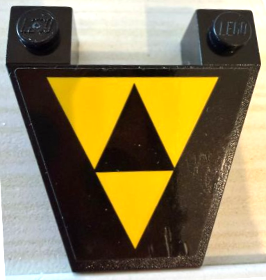 Lego Wedge 4 x 4 Taper with Stud Notches with 3 Yellow Triangles Blacktron I Logo Pattern (Sticker) - Set 40580