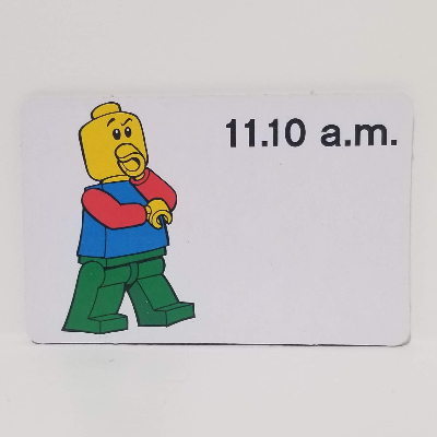 Lego Activity Card, Time-Teaching 12-Hour Clock 11.10 a.m. / [No Color/Any Color]