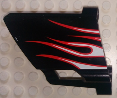 Lego Technic, Panel Fairing #23 Large Short, Small Hole, Side B with White Flames with Red Border Pattern (Sticker) - Set 8682