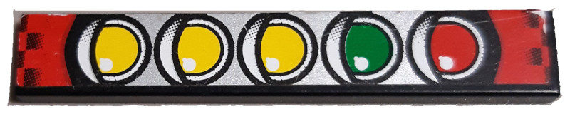 Lego Tile 1 x 6 with Yellow, Green and Red Race Start Lights Pattern (Sticker) - Set 8279 / Black