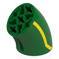 Lego Brick Round 3 x 3 D. Tube with 45° Elbow and Axle Holes (Crossholes) at Each End with Yellow Line Print