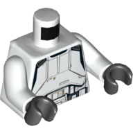 Lego Torso Armor, Stormtrooper Print (Imperial Pilot), White Arms, Black Hands / White