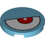 Lego Tile Round 3 x 3 with Half Open White Eye, Red Iris Right Print