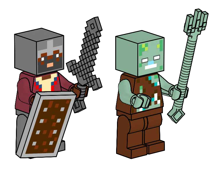 Lego Netherite Knight and Zombie