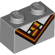 Lego Brick 1 x 2 with V Neck, Tie, White Shirt print