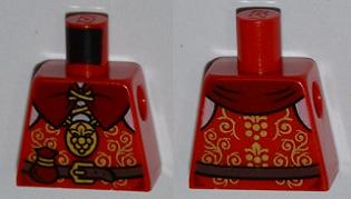 Lego Torso Castle Kingdoms Gold Trimmed Vest with Purse and Belt Pattern / Red