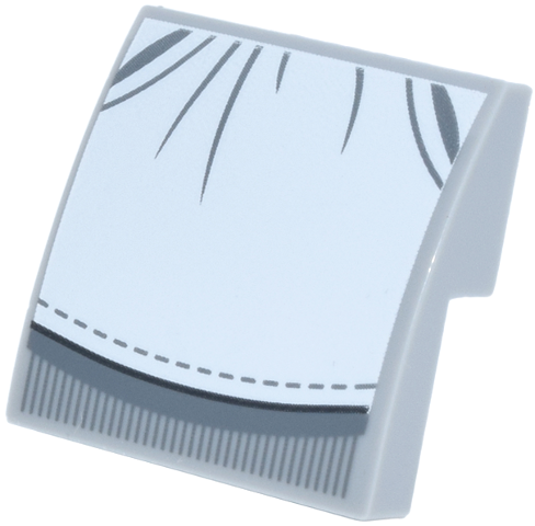 Lego Slope, Curved 2 x 2 x 2/3 Dress with White Apron, Dark Bluish Gray Folds, Stitching and Hem Pattern / Light Bluish Gray
