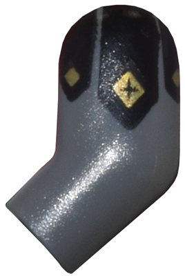 Lego Arm, Left with Black Armor and Gold Diamonds Pattern / Dark Bluish Gray