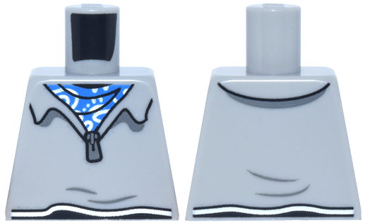 Lego Torso Cropped Shirt with Wide Collar and Zipper, Blue and White Bandana Pattern / Light Bluish Gray