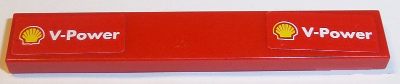 Lego Tile 1 x 6 with White 'V-Power' and Shell Logo on Both Ends Pattern (Stickers) - Sets 8168 / 8185