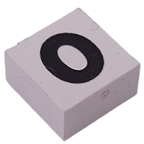 Lego Modulex Tile 2 x 2 with Black '0' Print, Internal Supports