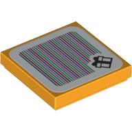Lego Tile 2 x 2 with Gift and Barcode Print (Sticker) / Bright Light Orange