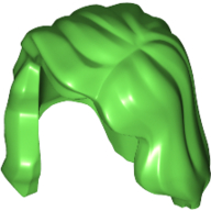 Lego Hair Mid-Length with Part over Front of Right Shoulder / Bright Green