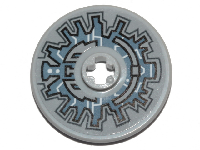 Lego Technic, Disk 3 x 3 with SW Millennium Falcon Hyperdrive Pattern (Sticker) - Sets 75192 / 75257 / Light Bluish Gray