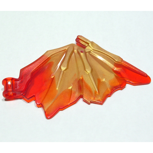 Lego Creature Body Part, Wing, Crystalized with Marbled Pearl Gold Pattern / Trans-Red