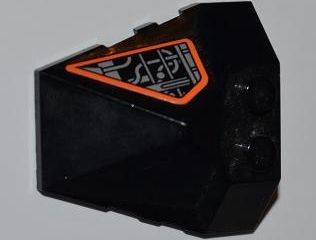 Lego Wedge 4 x 4 x 1 1/3 Pyramid Center with Exo-Force Circuitry Pattern on Side (Sticker) - Set 8101 / Black