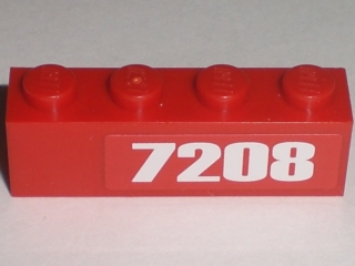 Lego Brick 1 x 4 with '7208' Pattern at Right Edge (Sticker) - Set 7208