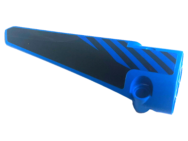 Lego Technic, Panel Fairing # 5 Long Smooth, Side A with Black Stripes Pattern (Sticker) - Set 42141 / Blue