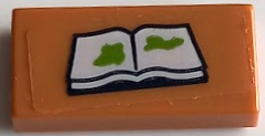 Lego Tile 1 x 2 with White Open Book and Lime Slime Splotches Pattern (Sticker) - Set 41402