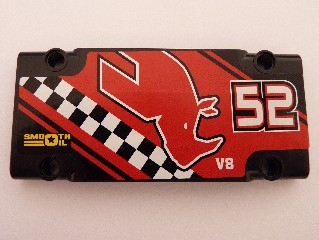 Lego Technic, Panel Plate 5 x 11 x 1 with Rhino Head, '52', 'SMOOTH OIL' and 'V8' Pattern Model Right Side (Sticker) - Sets 8041 / 42041