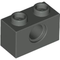 Lego Technic Brick 1 x 2 [1 Pin Hole] / Dark Gray