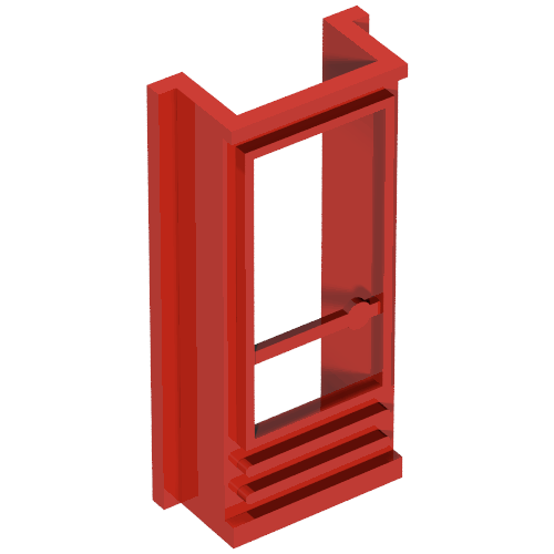 Lego Door 1 x 2 x 4 with Glass for Slotted Bricks / Red