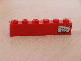 Lego Brick 1 x 6 with 'Paris - Roma' Right Pattern (Sticker) - Set 7740