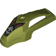 Lego Fairing, Fly Wheel, Crocodile Streamlined Shape with Cragger Print / Olive Green