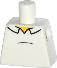 Lego Torso Shirt with Collar and Black Stomach Line, Yellow Neck Pattern / White