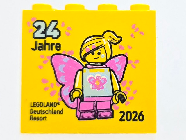 Lego Brick 2 x 4 x 3 with 24 Jahre LEGOLAND Deutschland Resort 2026 Pattern / Yellow