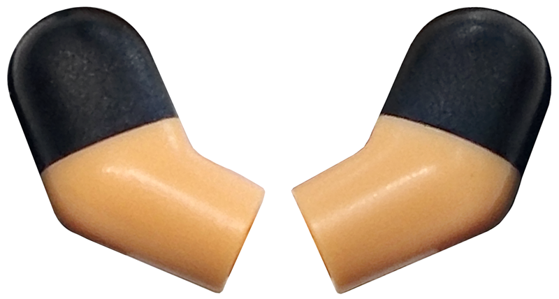 Lego Arm, (Matching Left and Right) Pair with Molded Black Short Sleeves  Pattern / Warm Tan