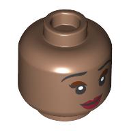 Lego Minifig Head Tiana, Black Eyebrows, Nougat Eyeshadow, Dark Red Lips, Open Mouth/Close Mouth print / Medium Brown
