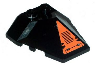 Lego Wedge 4 x 4 x 1 1/3 Pyramid Center with Black Grille in Orange Triangle Pattern (Sticker) - Set 8101