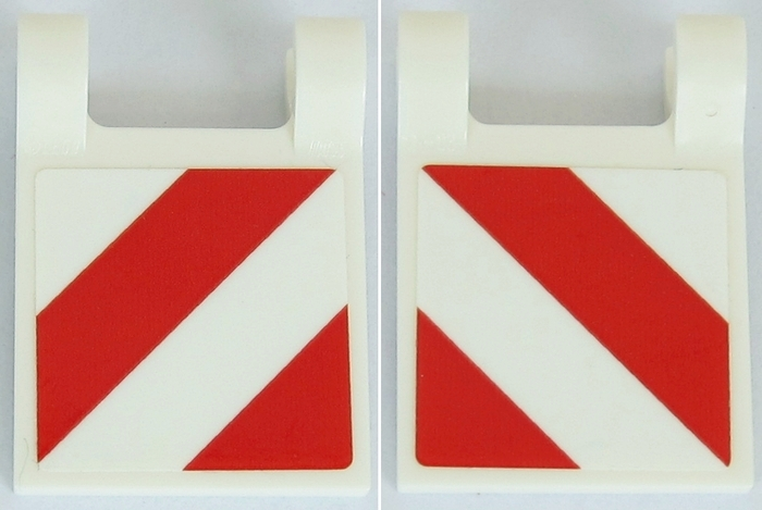 Lego Flag 2 x 2 Square with Flat Edge with Red and White Diagonal Stripes Pattern on Both Sides (Stickers) - Set 42054