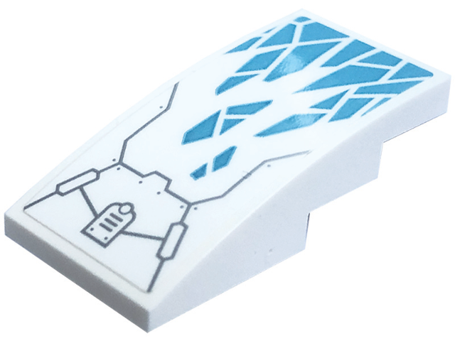 Lego Slope, Curved 4 x 2 with Medium Azure Ice, Silver Rivets and Hull Plate Outlines Pattern (Sticker) - Set 71791