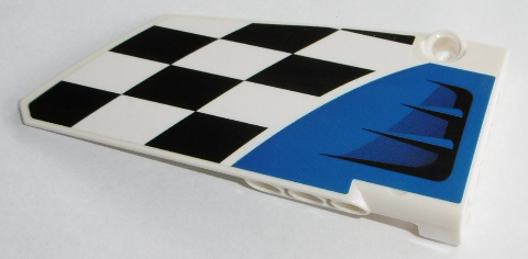 Lego Technic, Panel Fairing #18 Large Smooth, Side B with Air Intake and Checkered Black and White Pattern (Sticker) - Set 42045 / White