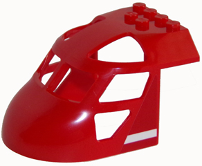 Lego Aircraft Fuselage Forward Top Curved 6 x 8 x 4 with White Line on Red Background Pattern on Both Sides (Stickers) - Set 60108