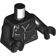 Lego Torso Jumpsuit, Leather with White Stitches, Black Arms and Hands / Black