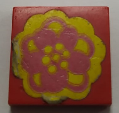 Lego Tile 2 x 2 with Flower Pink and Yellow Pattern (Sticker) - Set 293