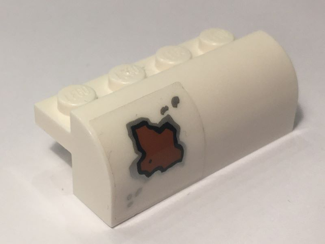 Lego Slope, Curved 2 x 4 x 1 1/3 with 4 Recessed Studs with Rust Spot Pattern Model Left Side (Sticker) - Set 10274