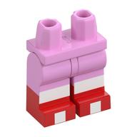 Lego Hips with Bright Pink Legs and Red Boots Pattern with White Knees and Toes Print / Bright Pink