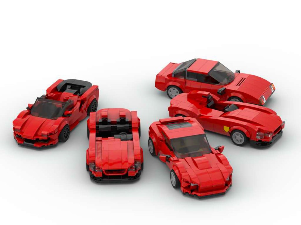 Lego Prancing Horse Vehicle Pack - Set of Five Vehicles in Red - 8 Stud Speed Champions