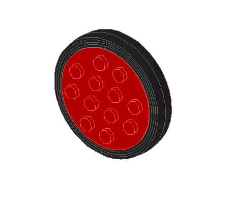 Lego Wheel with 12 Studs and Metal Axle Cam with Black Tire Smooth - Large Solid (715 / 36)