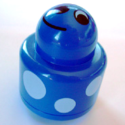 Lego Primo Brick 1 x 1 with Round Rattle, Smiling Face, and White Spots Print