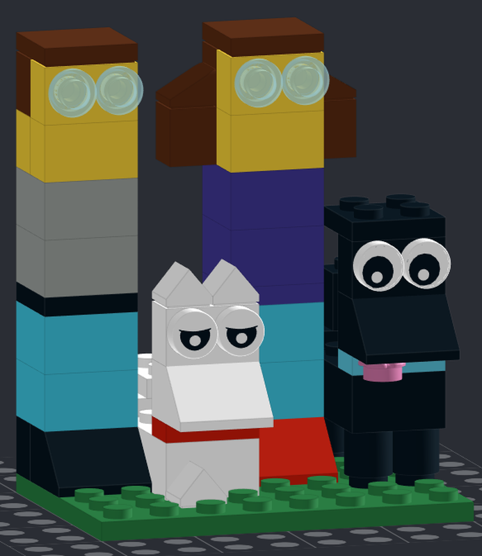 Lego Block Family - Couple and two terriers
