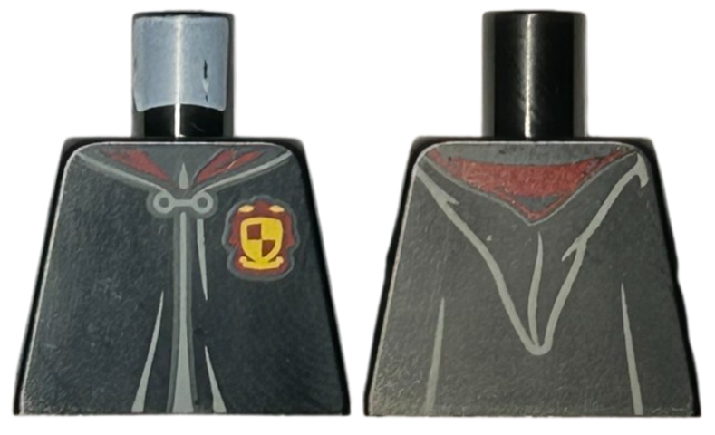 Lego Torso Hogwarts Robe Clasped with Gryffindor Crest Pattern / Black