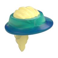 Lego Hair and Hat, Visor Trans-Light Blue Pattern / Bright Light Yellow