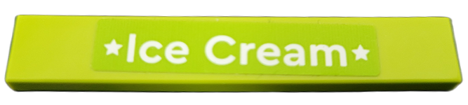 Lego Tile 1 x 6 with White 'Ice Cream' and Stars Pattern (Sticker) - Set 60314 / Lime